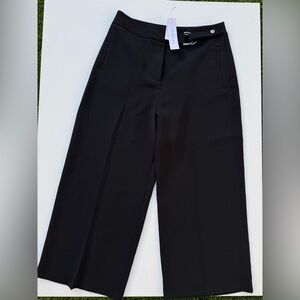 Topshop Black Wide-Leg High Waist Cropped Trousers